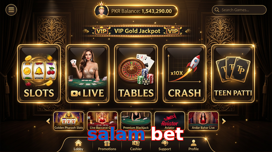Main screen of Salam Bet casino page for PK players