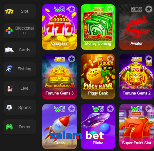 Main screen of Salam Bet game page for PK players